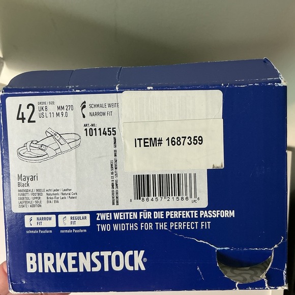 Birkenstock Mayari Black Patent Sz 42 Narrow Fit Leather New With Box - Picture 8 of 8